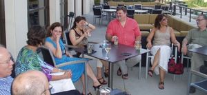 More party guests, including Alice Raver and Tim Fudge, enjoy the view. Photo